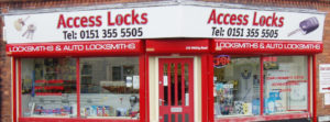 Access Locks locksmiths shop front, 245 Whitby Road, Ellesmere Port